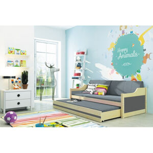 Detská posteľ alebo gauč s výsuvnou posteľou DAVID 190x80 cm Zelená Borovica