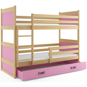 Detská poschodová posteľ RICO 200x90 cm Borovica Ružová
