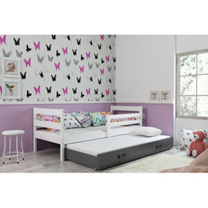 Detská posteľ s výsuvnou posteľou ERYK 200x90 cm Sivá Biela