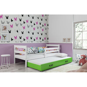Detská posteľ s výsuvnou posteľou ERYK 200x90 cm Zelená Biela