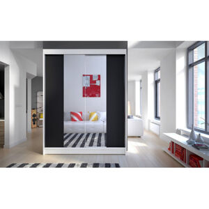 Šatníková skriňa CAMINO II šírka 150 cm - biela/čierna