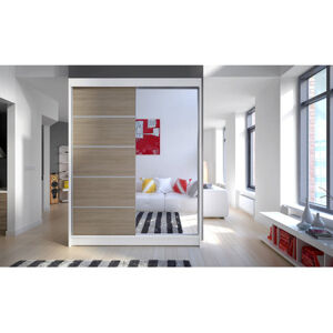 Šatníková skriňa CAMINO III šírka 150 cm - biela/dub sonoma