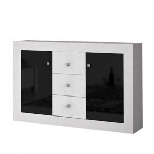 Komoda Roma 140x47 cm - biela/čierna