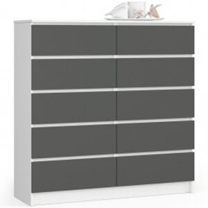 Komoda K120 10SZ - biela/grafit