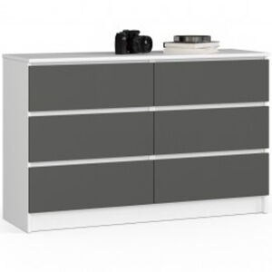 Komoda K120 6SZ - biela/grafit