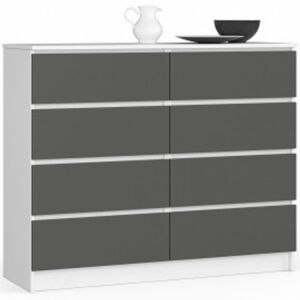 Komoda K120 8SZ - biela/grafit
