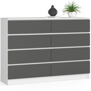 Komoda K160 8SZ - biela/grafit