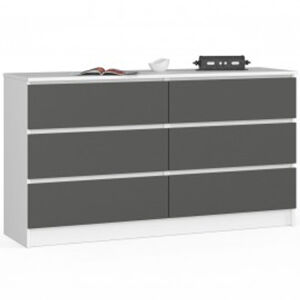 Komoda K160 6SZ - biela/grafit