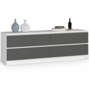 Komoda K160 4SZ - biela/grafit