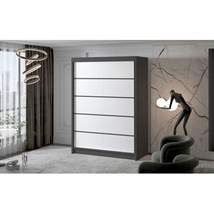 Veľká šatníková skriňa MILAN IV 150 cm Čierna/Biela