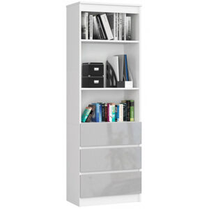 Regál R60 3SZ2P metalic lesk biela
