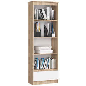 Regál R 60 cm CLP 1 zásuvka 3 poličky dub sonoma/biela