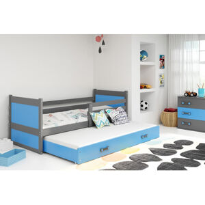 Detská posteľ s výsuvnou posteľou RICO 200x90 cm Šedá Modrá