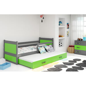 Detská posteľ s výsuvnou posteľou RICO 200x90 cm Šedá Zelená