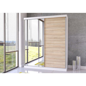 Skriňa Bella 03 183x61 cm - biela/dub sonoma