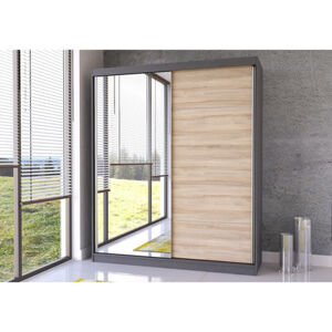 Skriňa Bella 03 183x61 cm - šedá/dub sonoma