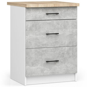 Kuchynská skrinka OLIVIA S60 3SZ - biela/beton