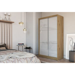 Kvalitná Šatníková Skriňa Viviana 120 cm Dub artisan/biela
